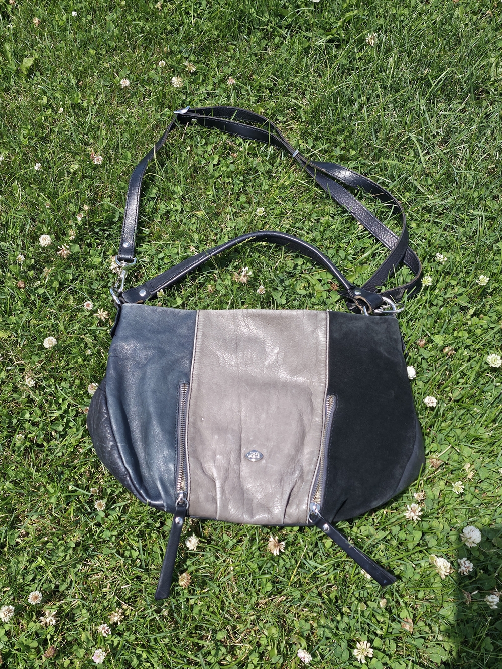 The Trend Italy Colorblock Leather Suede Crossbody Bag Handbag Made in Italy